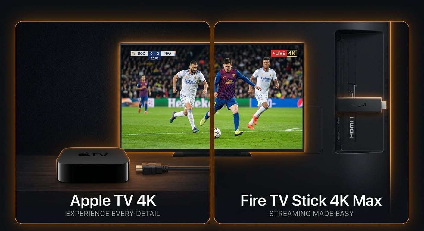Apple TV and Fire TV Stick connected to a 4K television